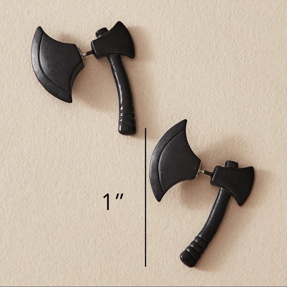 Any 2/$20! Black Axe Studs w/Handle Back Earrings - Picture 5 of 7